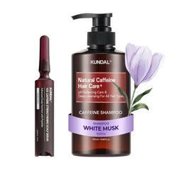 KUNDAL Hair Loss Serum & Caffeine Scalp Shampoo [White Musk]