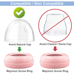 Maymom Replacement Baby Bottle Rings for Philips Avent Bottle, Compatible Screw Ring Collar for Avent Natural Plastic and Glass Bottles; Not for AntiColi , BPA-Free, Secure Latch, 4-Pack