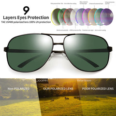 Joopin Polarized Sunglasses for Men, Classic Military Rectangular Sun Glass with Metal Frame UV Protection