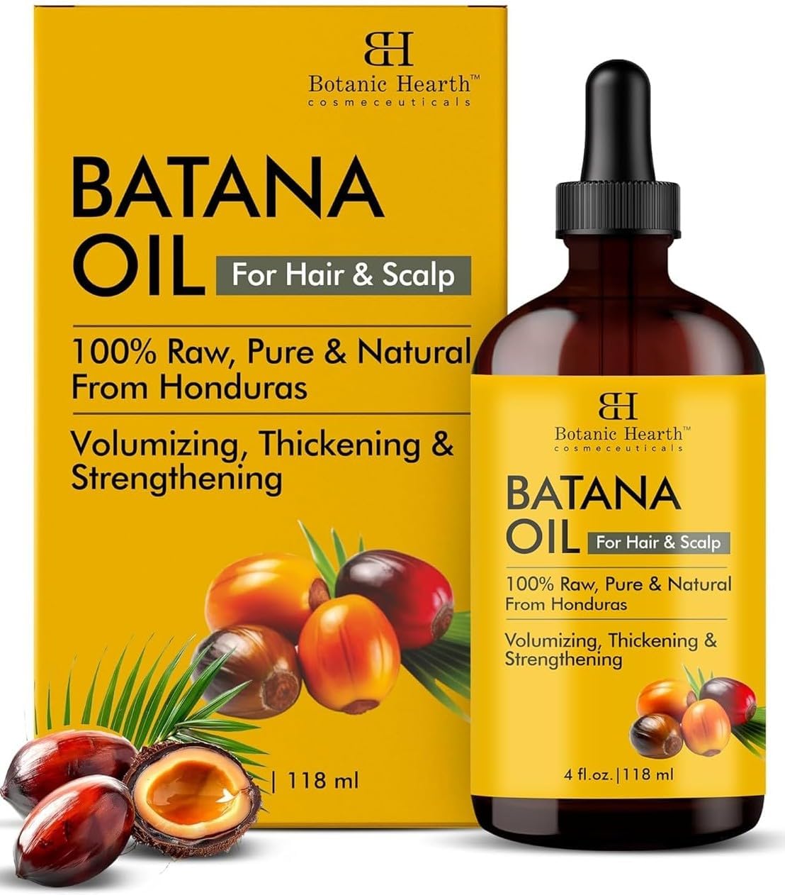 Botanic Hearth Raw Batana Oil for Hair Growth 118 ML| 100% Pure & Unrefined Oil from Honduras | For Thicker, Stronger Hair