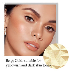 CONTEK Highlighter Palette Powder Highlighter Makeup Highlighters for Face, Shimmer Glitter Highlight Bronzer Palette Facial Illuminator Contour Palette with Brush, Natural Long Lasting Glow