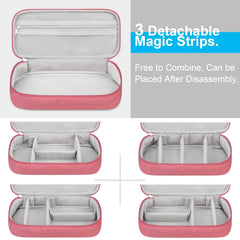 STAYOUNG Portable Electronic Accessory Bag - Cable Organizer, Travel Gadget Organizer, Compatible Charger USB Cable SD Memory Card Headset Hard Drive (Pink)