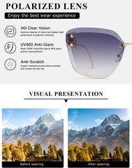 AEVOGUE Sunglasses For Women Oversized Rimless Diamond Cutting Lens Sun Glasses AE0534