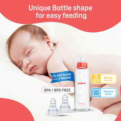 PIGEON Glass Feeding Bottle 240ML (RED) with ADD L