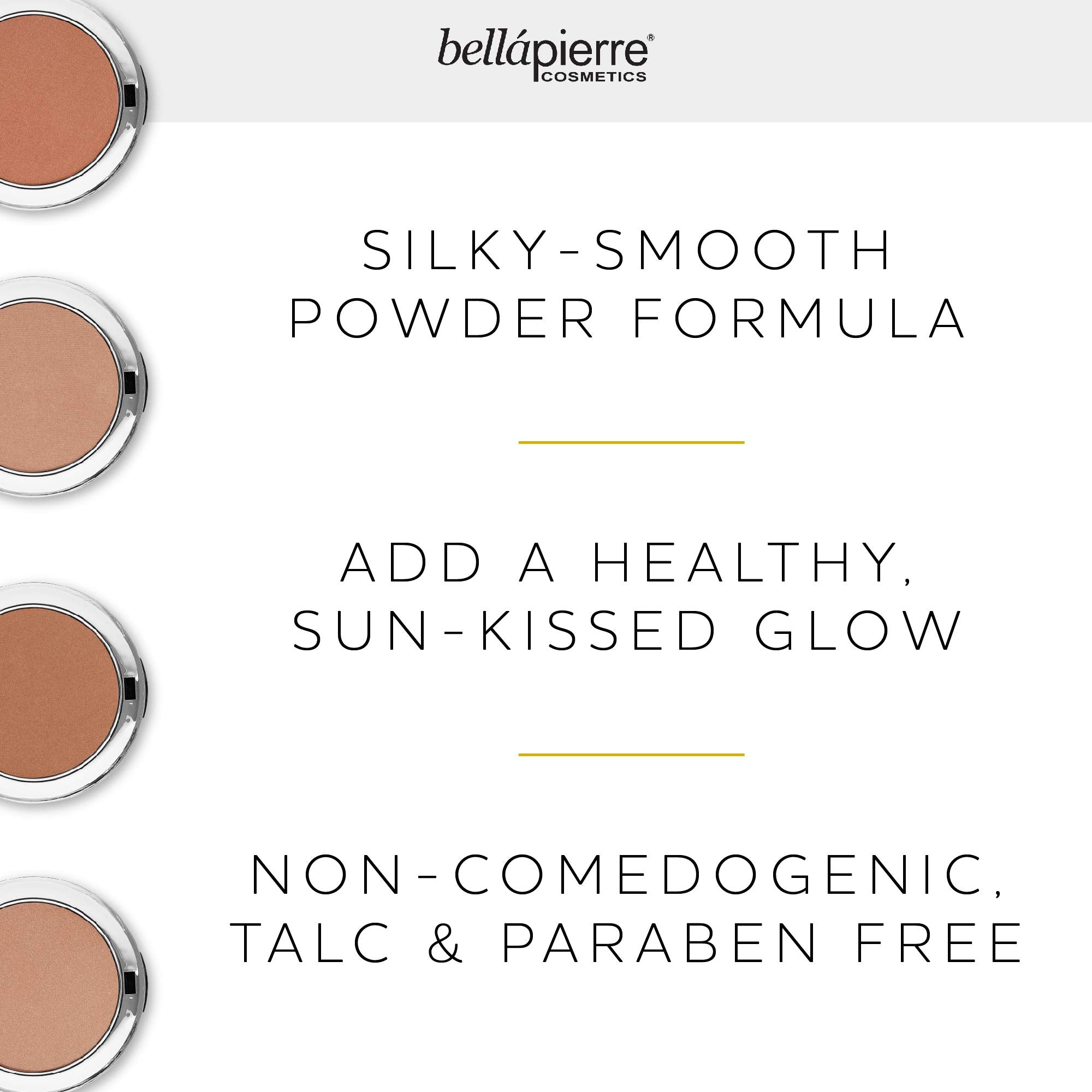 bellapierre Compact Mineral Bronzer | Beautifully Warms and Enhances Skin Tone | Infused with Calming Jojoba | Non-Toxic and Paraben Free Formula | Peony - 10 Grams