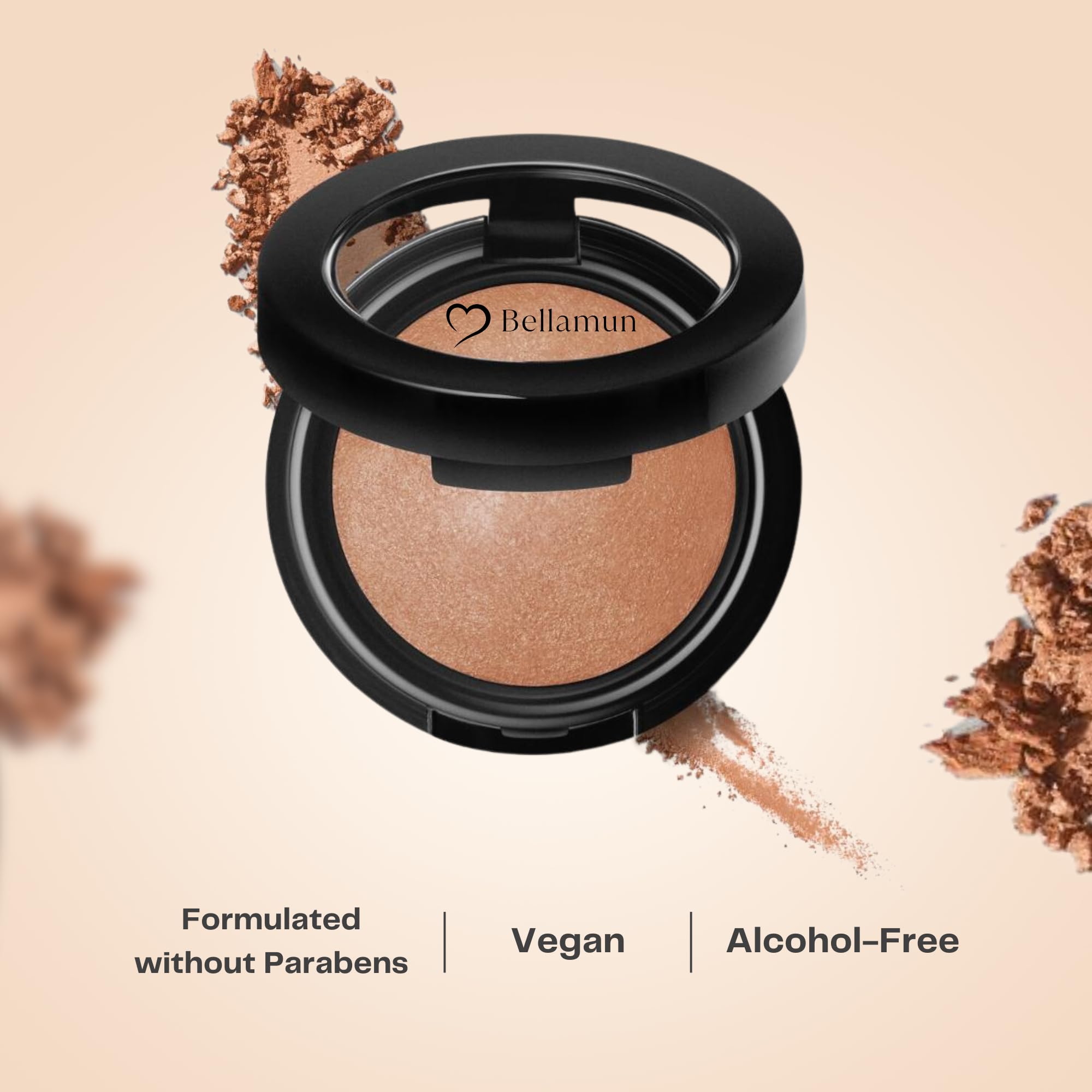 Bellamun Baked Bronzing Powder: Luxury Luminosity for a Radiant Glow - Satin Smooth Texture - Vegan Versatile Application - Net Wt. 0.35 oz (Fiji, Regular)