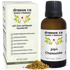 Drsous Ca Chamomile Essential Oil 30ml | 100% Pure Cold Pressed Undiluted Chamomile Vegan Cruelty Free Therapeutic Grade Oil for Diffuser, Aroma, Skin care, Hair care | Made in Palestine