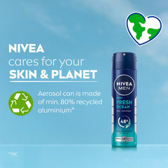 NIVEA MEN Deodorant Spray for Men, Fresh Ocean Aqua Scent, 150ml