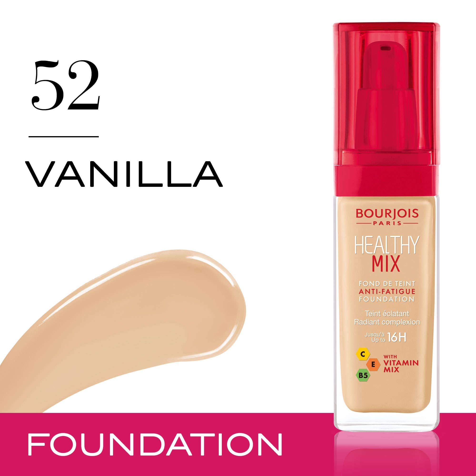 Bourjois Healthy Mix Anti Fatigue Foundation 30ml Sealed - 52 Vanilla