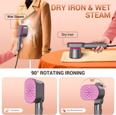 XISICIAO Mini Steam Iron for Clothes, Portable Handheld Iron with Dry & Wet Ironing, 20S Fast Heat Up Rotating Foldable Micro Steam Travel Iron for Home and Travel