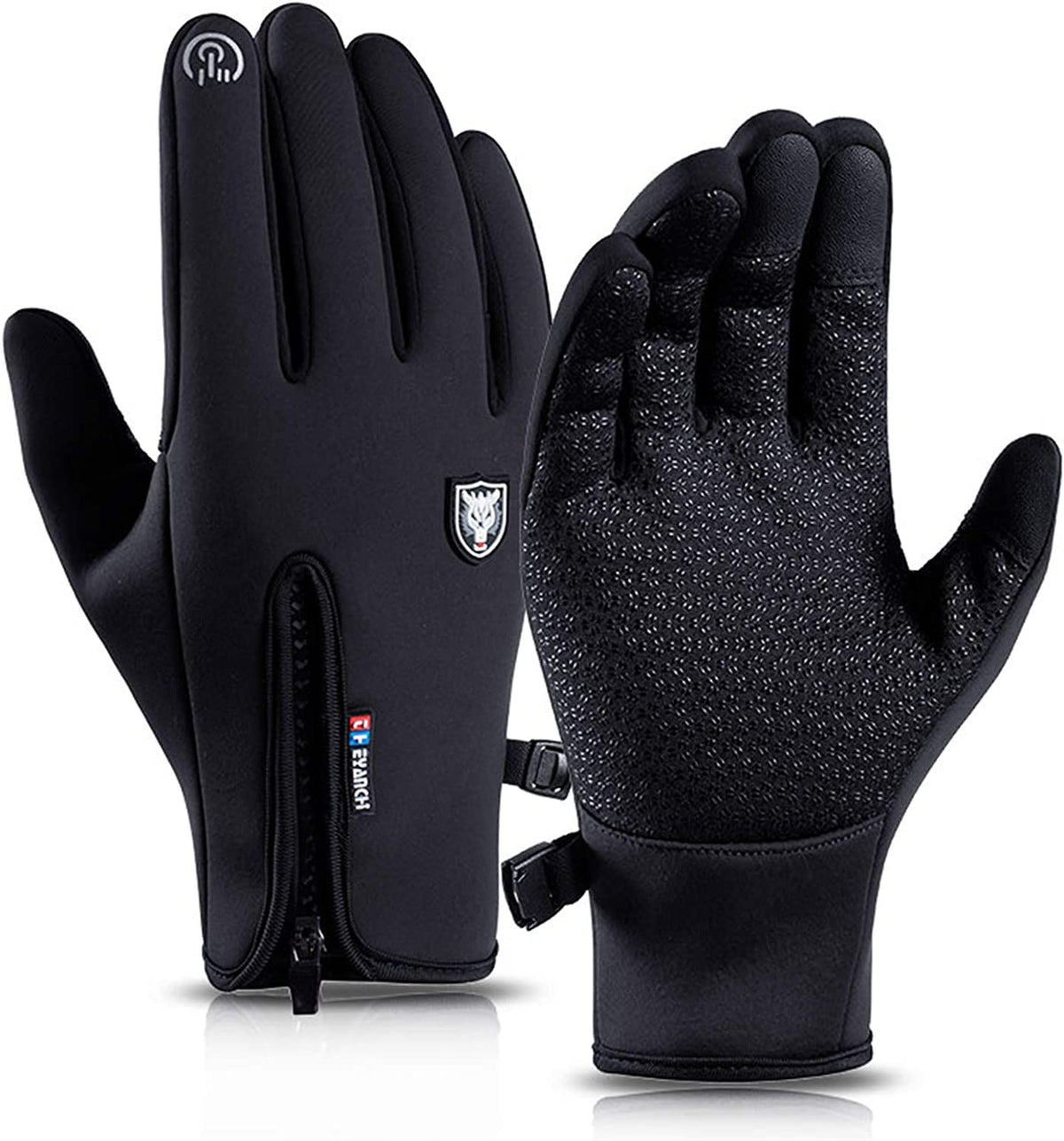 Excefore Winter Warm Gloves Men Women Cycling Wkiing Windproof and Waterproof Pu Leather Touchscreen Cold Weather Driving Gloves M Black