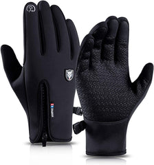 Excefore Winter Warm Gloves Men Women Cycling Wkiing Windproof and Waterproof Pu Leather Touchscreen Cold Weather Driving Gloves M Black