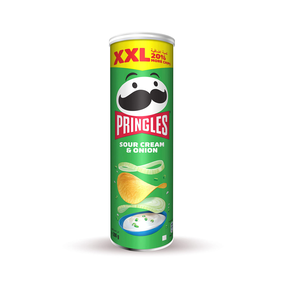 Pringles Sour Cream & Onion Flavour - Potato Chips - 200gm - Crispy Snack - Crunchy Snack Food for Movies, Games & More - On-the-Go Can