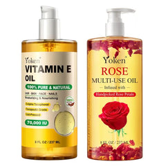 Yoken Vitamin E Oil & Rose Multi-Used Body Oil For Skin, Face, Hair and Nails - 8 Fl Oz
