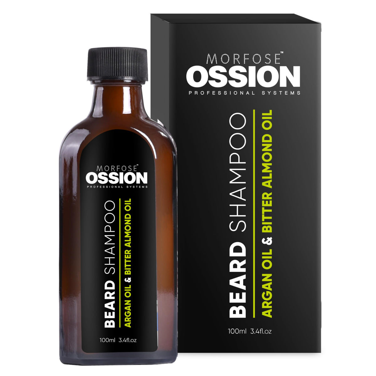 MORFOSE Ossion Men's Beard Care Shampoo, Argan Oil & Bitter Almond Oil - 100 ml