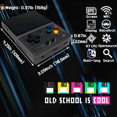 CredevZone Miyoo Mini Plus Handheld Game Console 3.5-inch 640*480 IPS Screen 3000mAh Compatible with Multiplayer Portable Case Black Transparent