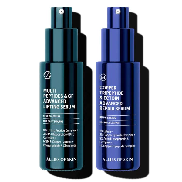 Allies of Skin Growth Factor Peptides Lifting Serum & Copper Tripeptide Repair Serum | Advanced Lifting & Repair Duo to Reverse Signs of Aging (1oz x2)