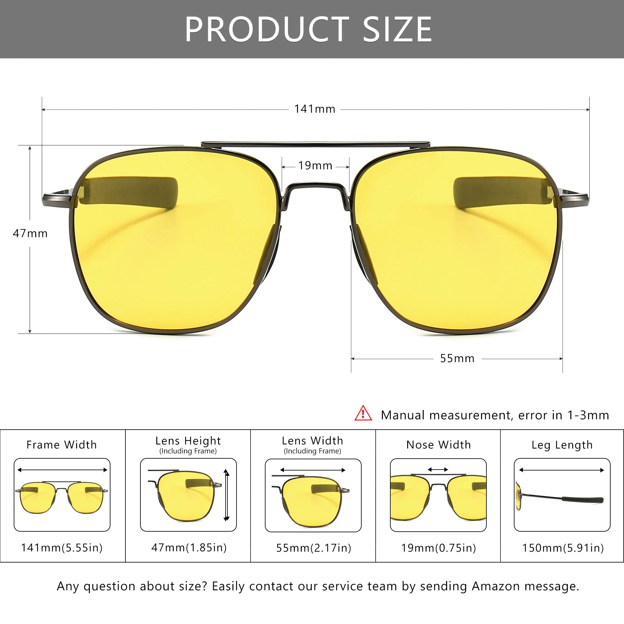 SUNGAIT Men's Military Style Polarized Pilot Aviator Sunglasses Bayonet Temples