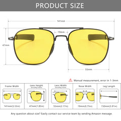 SUNGAIT Men's Military Style Polarized Pilot Aviator Sunglasses Bayonet Temples