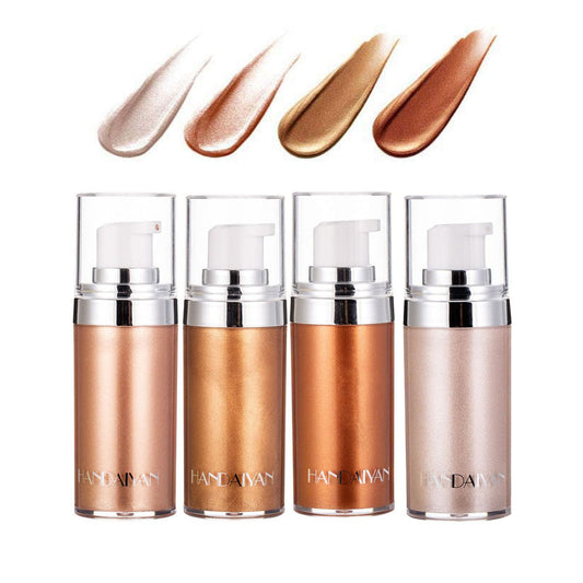 Body Shimmer Liquid Highlighter Oil 4 Pcs Set Brighten Glow Glitter Waterproof Moisturising Smooth Makeup Lotion Bronzer Illuminate Luminizer Gold Beach Foundation Non-sticky Dry for Face And Body (5)