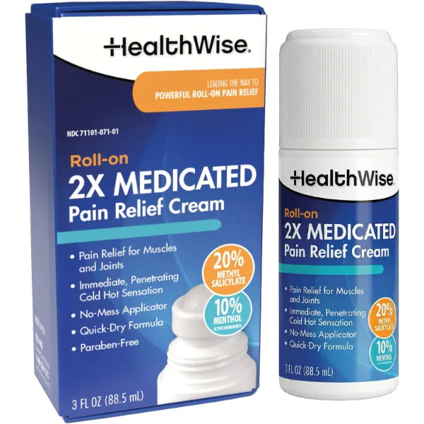 HealthWise 2X Medicated Pain Relief Roll-On, 3 oz
