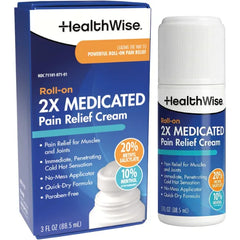 HealthWise 2X Medicated Pain Relief Roll-On, 3 oz
