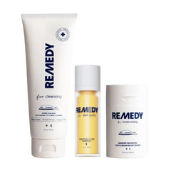 Remedy Hydration & Even Tone Set | 3-piece routine with Cream-to-Foam Cleanser, Rich Moisture Cream & Dark Spot Treatment Night Serum | Ceramides, Retinol & Kojic Acid