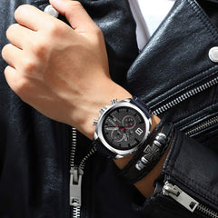CURREN Quartz Watches for Men's Original Brand Multi-function Calendar style Waterproof Boys Leather Wrist Watch 8324 - Navy blue