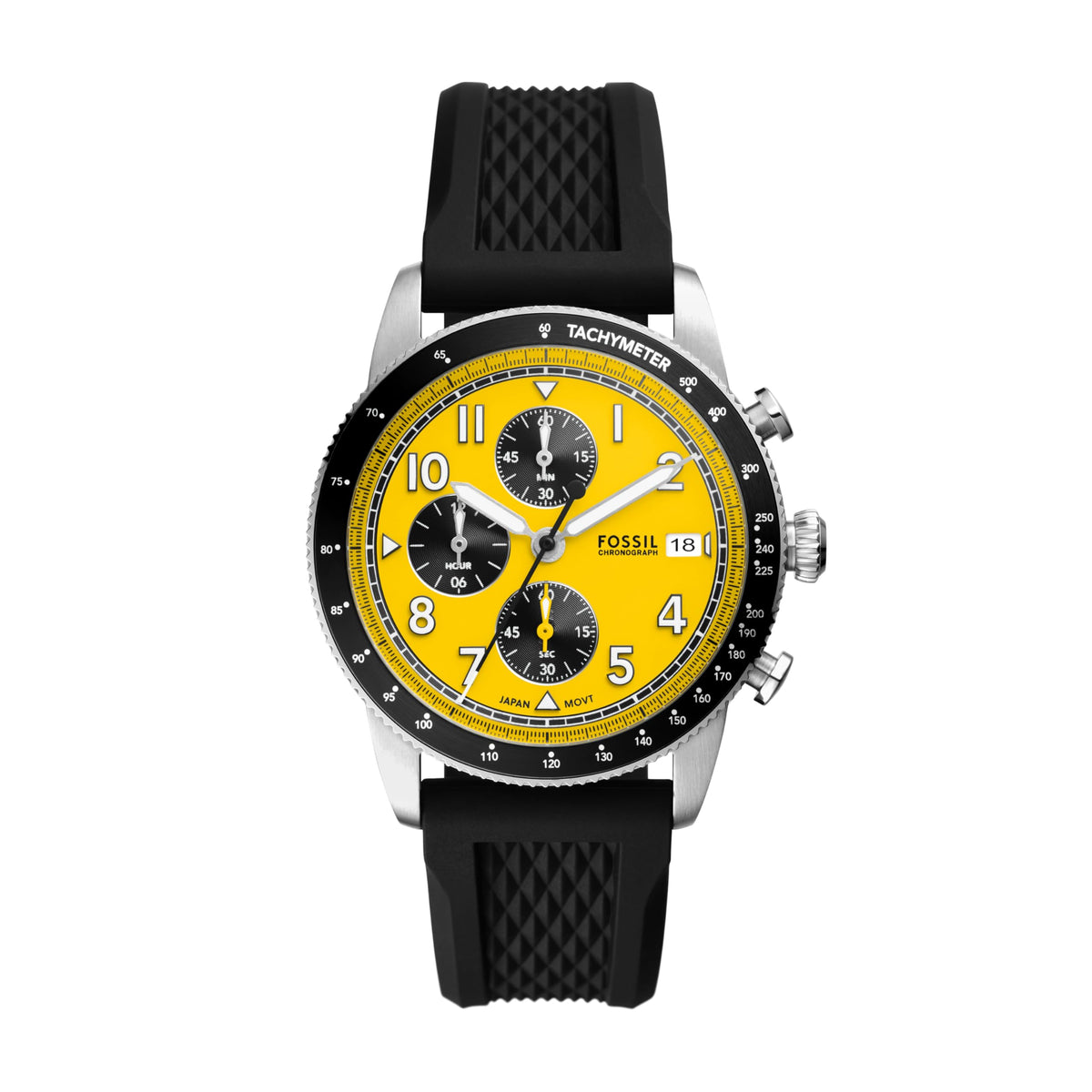 Fossil Men's Sport Tourer Quartz Stainless Steel Chronograph Watch, Color: Black Silicone (Model: FS6044)