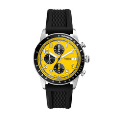 Fossil Men's Sport Tourer Quartz Stainless Steel Chronograph Watch, Color: Black Silicone (Model: FS6044)