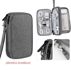 AMERTEER Portable Electronic Accessories Organizer Bag, Waterproof Travel Cable Storage Cases for Charger Bag, USB, SD Cards, Earphones, Hard Drives, Power Bank, and More (Grey)