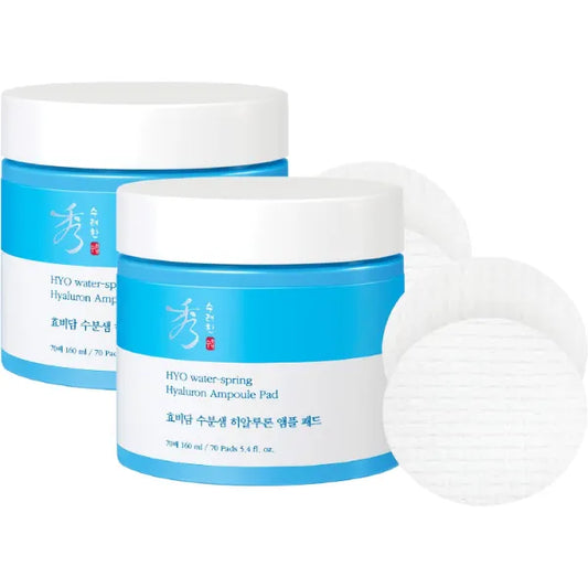 Sooryehan Hyobidam Water-Spring Hyaluronic Acid Pad (10.82fl oz, Pack of 2) - Gentle Daily Facial Toner Cotton Rounds for Soothing, Moisturizing, Exfoliating. Ginseng, Green Tea