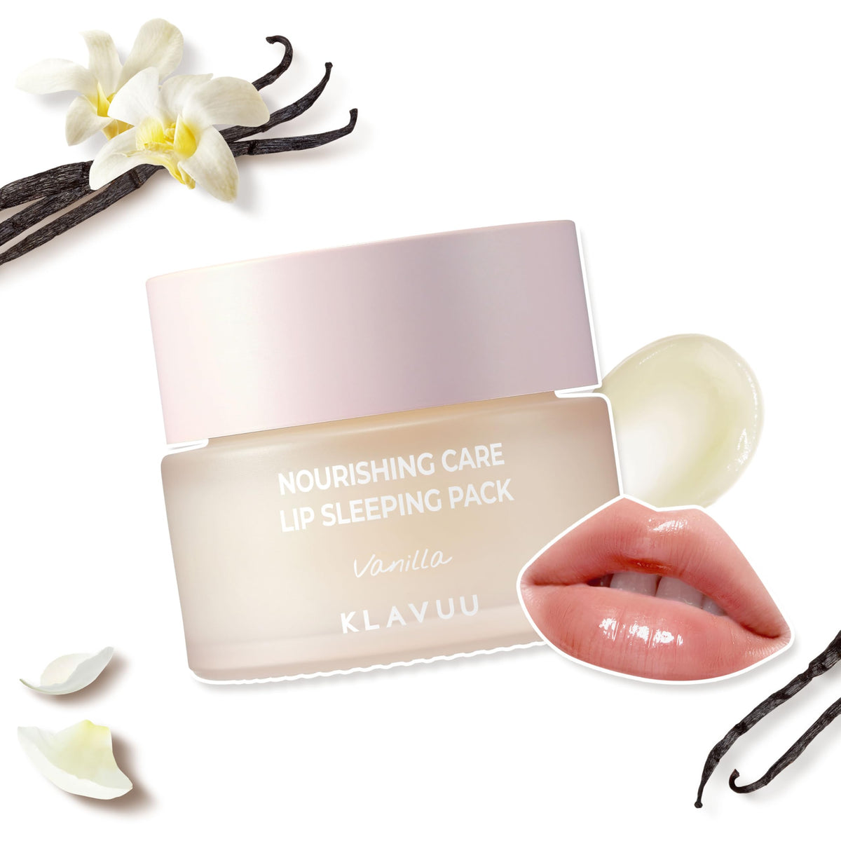 KLAVUU Nourishing Care Lip Sleeping Pack (20g 0.70 oz) Moisture Lapping System Cream White