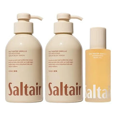 Saltair Body Oil and 2 Pack Body Wash Set Moisturizing Cleanser and After Shower Skincare Duo Salt Water Vanilla Scent