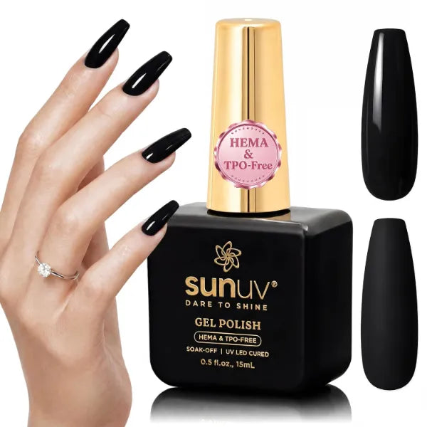 SUNUV 15ml Hema Free TPO Free Gel Nail Polish, Soak Off UV/LED Nail Gel Long Lasting Gel Polish, High Gloss, Salon Quality Nail Art Manicure, Ideal DIY Home Gift for Women- Onyx Shell