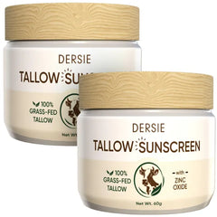 Dersie Organic Beef Tallow Sunscreen SPF 30: Instant Sun Protection with 100% Grass Fed Tallow and Zinc Oxide - Deep Hydration & Non-Greasy Formula for Adults and Kids (Pack of 2) 2.12 oz Each