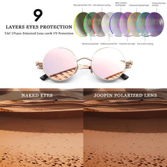 Joopin Steampunk Round Sunglasses - Metal Frame, 100% UV Protection (B06-Pink Retro)