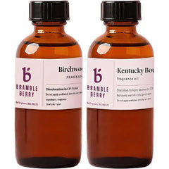 Bramble Berry Birchwood Oud & Kentucky Bourbon Fragrance Oil Set Two x 2 oz Rich Woodsy & Warm Masculine Scents for Soap Making, Candles, Beard Oil & Grooming Products Skin Safe, Vegan