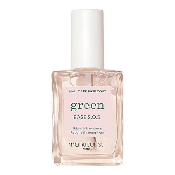 Manucurist S.O.S. Base Coat Enriched with Vitamins C and B5 Nail Fortifier Repairs and Strengthens Care for Very Damaged Nails Vegan, Up to 78% Plant-Based 0.5 fl oz