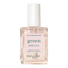 Manucurist S.O.S. Base Coat Enriched with Vitamins C and B5 Nail Fortifier Repairs and Strengthens Care for Very Damaged Nails Vegan, Up to 78% Plant-Based 0.5 fl oz