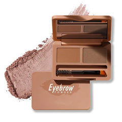 Grospe Eyebrow Powder Kit, Long-Lasting & Waterproof Two Colors Brown Tinted Brow Powder for Beginners, Includes Brow Brush & Mirror