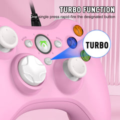 DYONDER Wired PC Controller,Game Controller Joystick with Dual-Vibration Turbo and Hall Trigger Buttons for Windows PC/ PS3/ Android TV Box/Tesla(Pink)