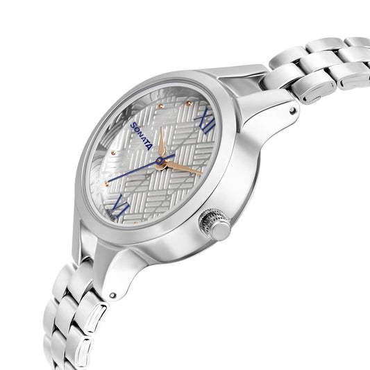 Sonata Silver White Dial Analog watch For Women-NR8151SM06
