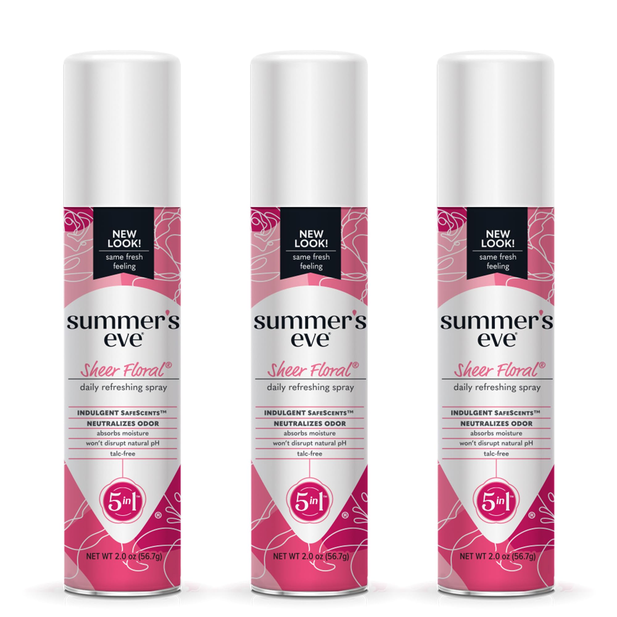 Summer's Eve Sheer Floral Daily Refreshing Feminine Spray, 2 oz, 3 Pack