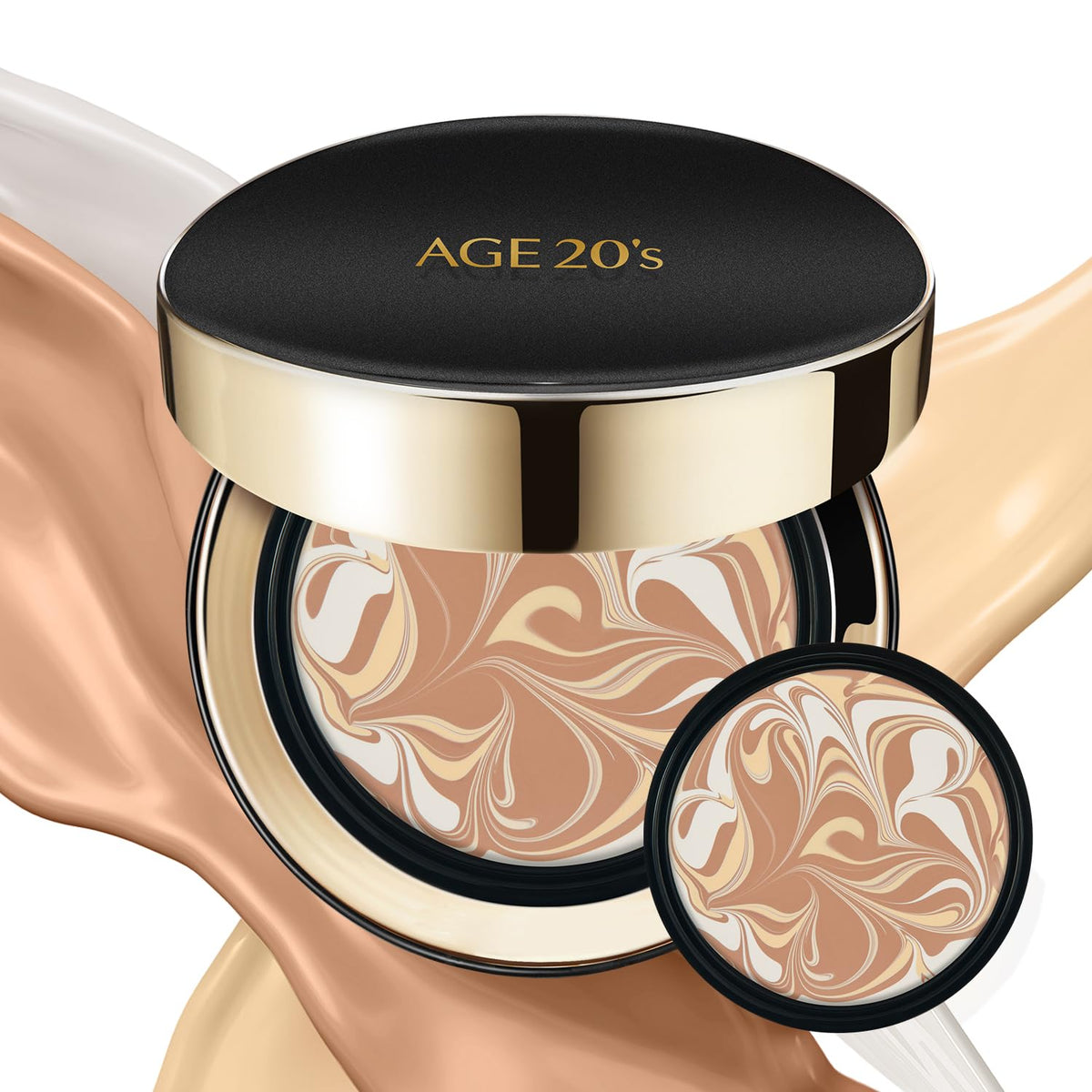 AGE 20's Signature Intense Sunscreen SPF 50+ Foundation, Natural Coverage, Cushion Korean Makeup, 71% Essence Natural Dewy Finish, Refill Included, 23 Medium Beige (0.49 oz x2 ea)