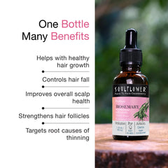 SOULFLOWER ORGANIC ROSEMARY OIL FOR HAIR GROWTH, HAIRFALL CONTROL & SCALP NOURISHMENT, 100% PURE ESSENTIAL OIL, ECOCERT COSMOS CERTIFIED, 30ML/ 1 FL OZ