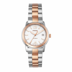 Fossil Heritage Automatic Silver Dial Two-Tone Unisex Watch ME3227