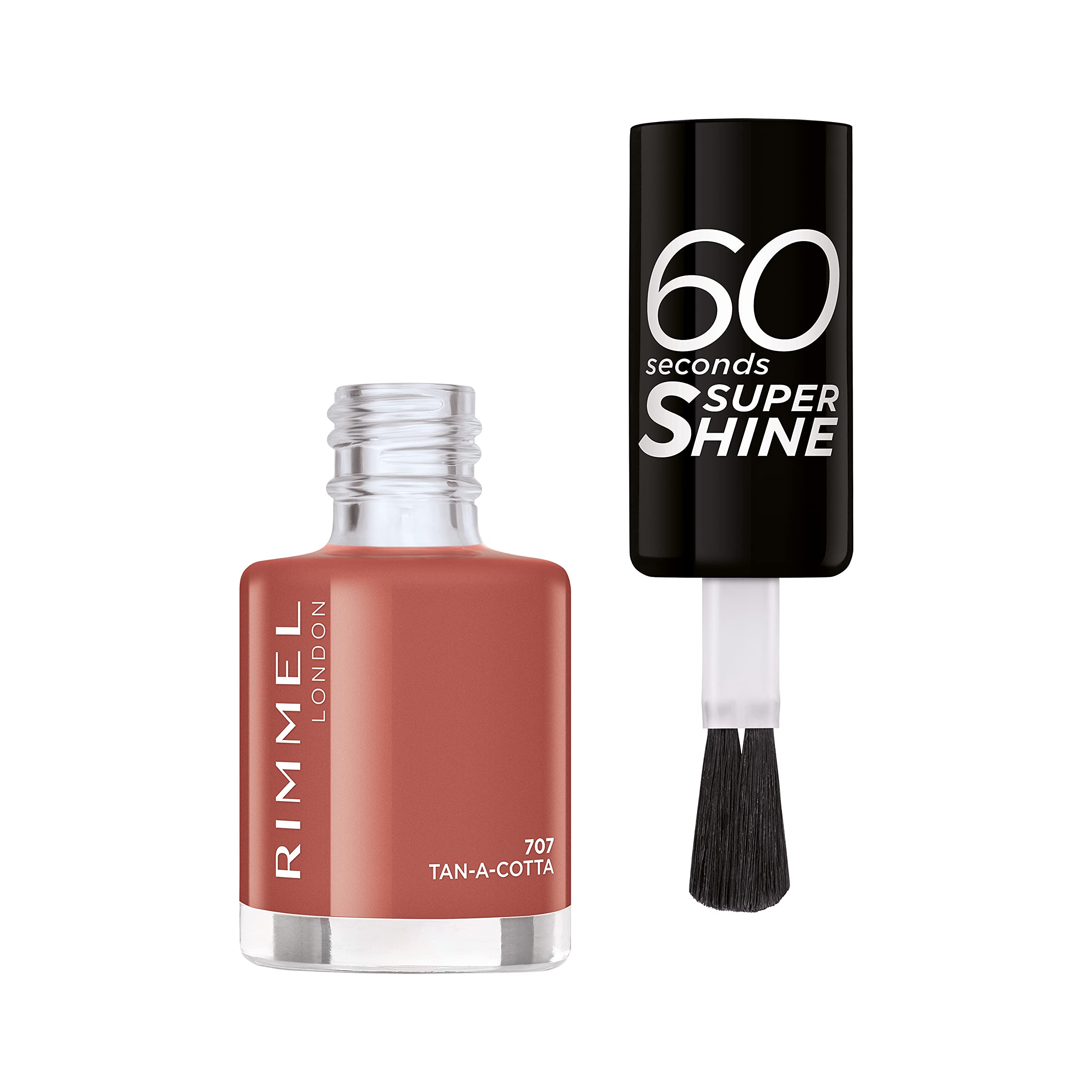 Rimmel London Colour Your Way 60 Seconds Super Shine Nail Polish - Quick Drying - Resists Chips & Fading, Lasts Up To 10 Days - Precise Application In One Stroke - 707 Tan-A-Cotta, 8 ml