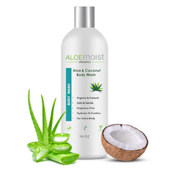 AloeMoist Organics All Natural Body Wash for Women, Men, Kids: Huge 16 oz. Non-Toxic Organic Shower Gel Moisturizing Sensitive Skin Body Wash, Clean Vegan