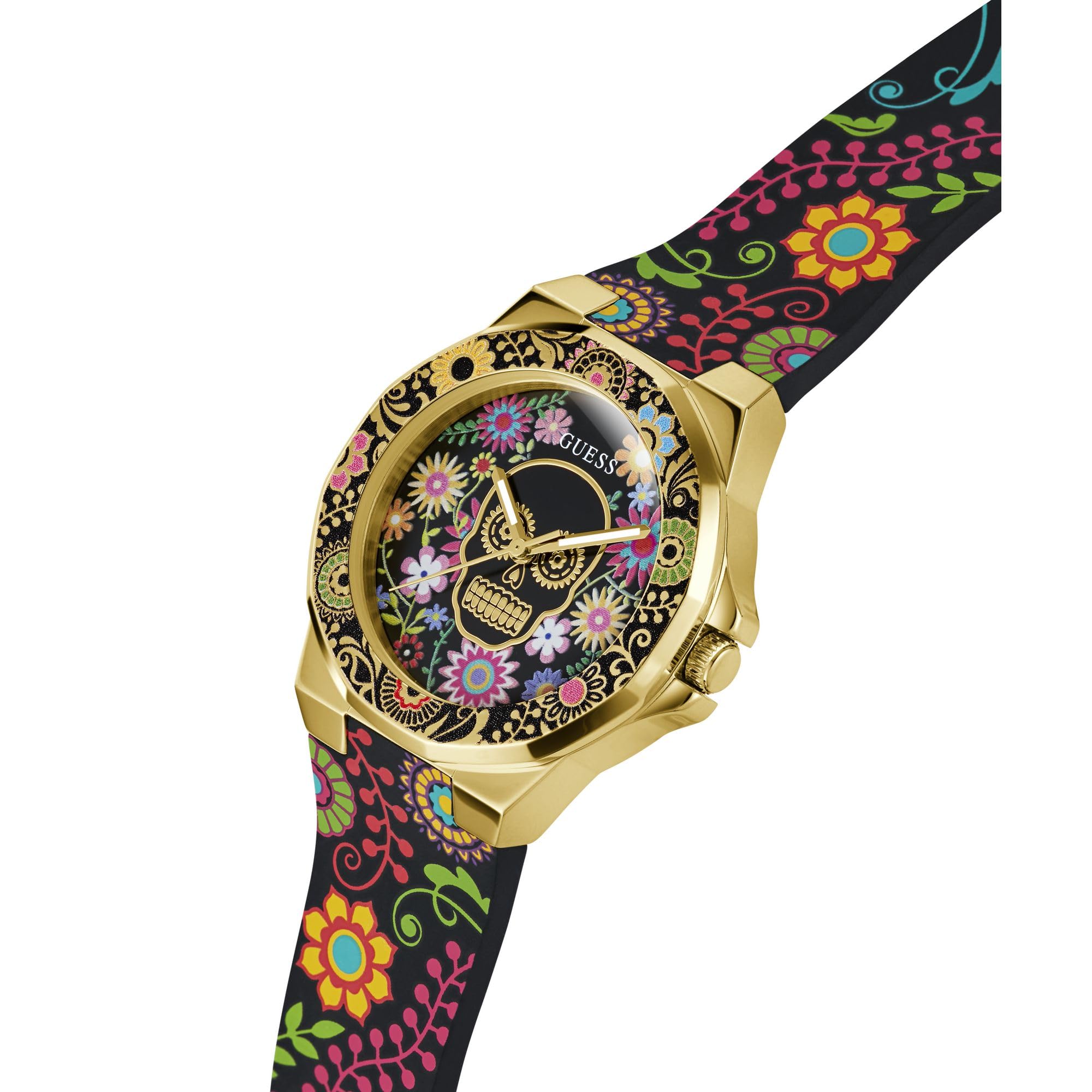 GUESS Women's 38mm Watch - Black Multi Dial Gold-Tone Case